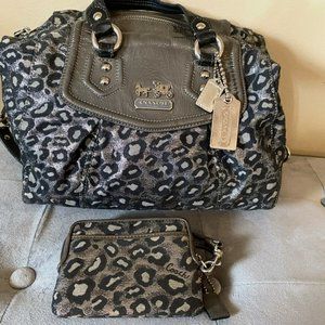 SOLD - Coach leopard ocelot satchel handbag - Excellent Condition - w/wallet